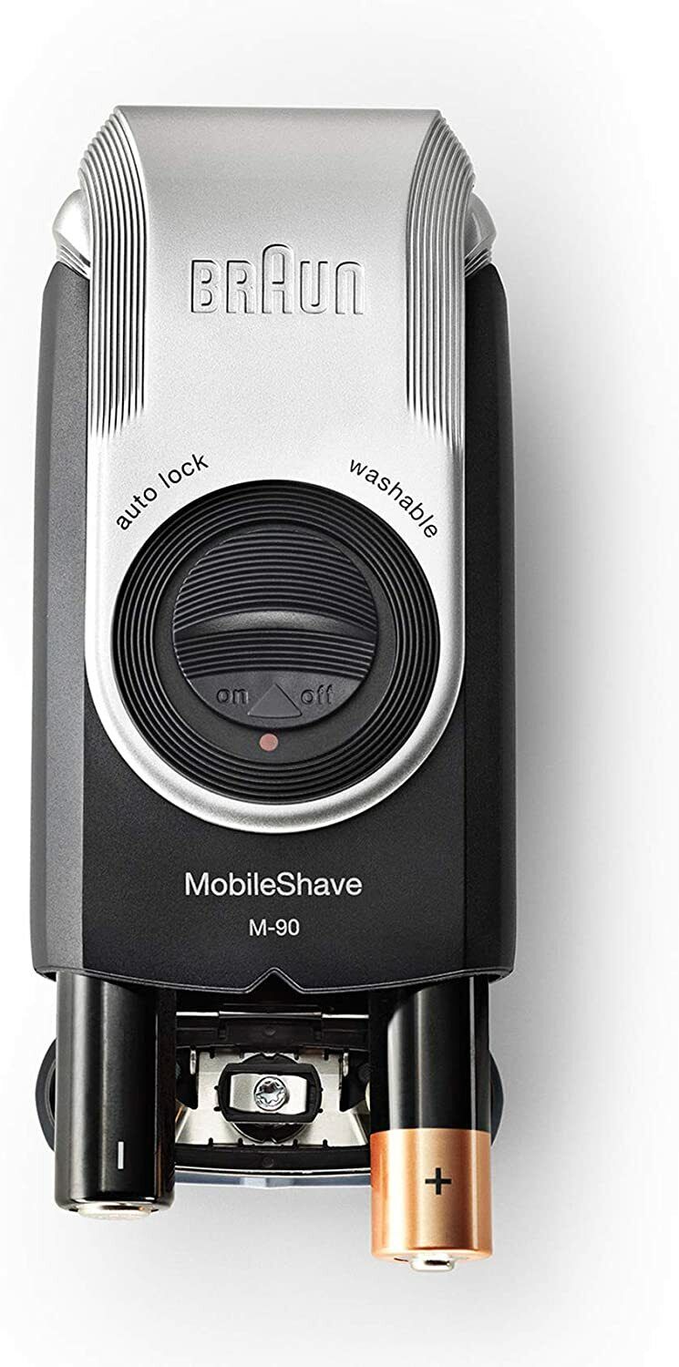 Braun Mens Mobile Shaver Precision Trimmer M-90 Washable Travel Battery Operated