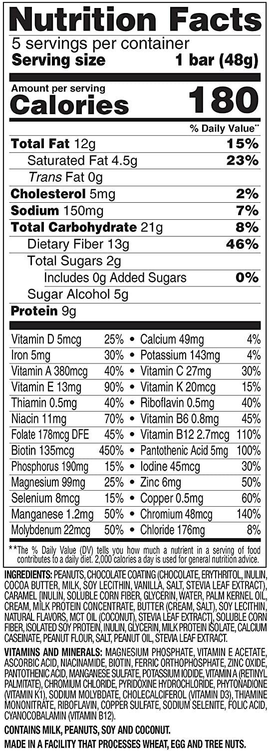 SlimFast Keto Fat Bomb Meal Replacement Bar - 5 x 48g Nutty Caramel & Nougat