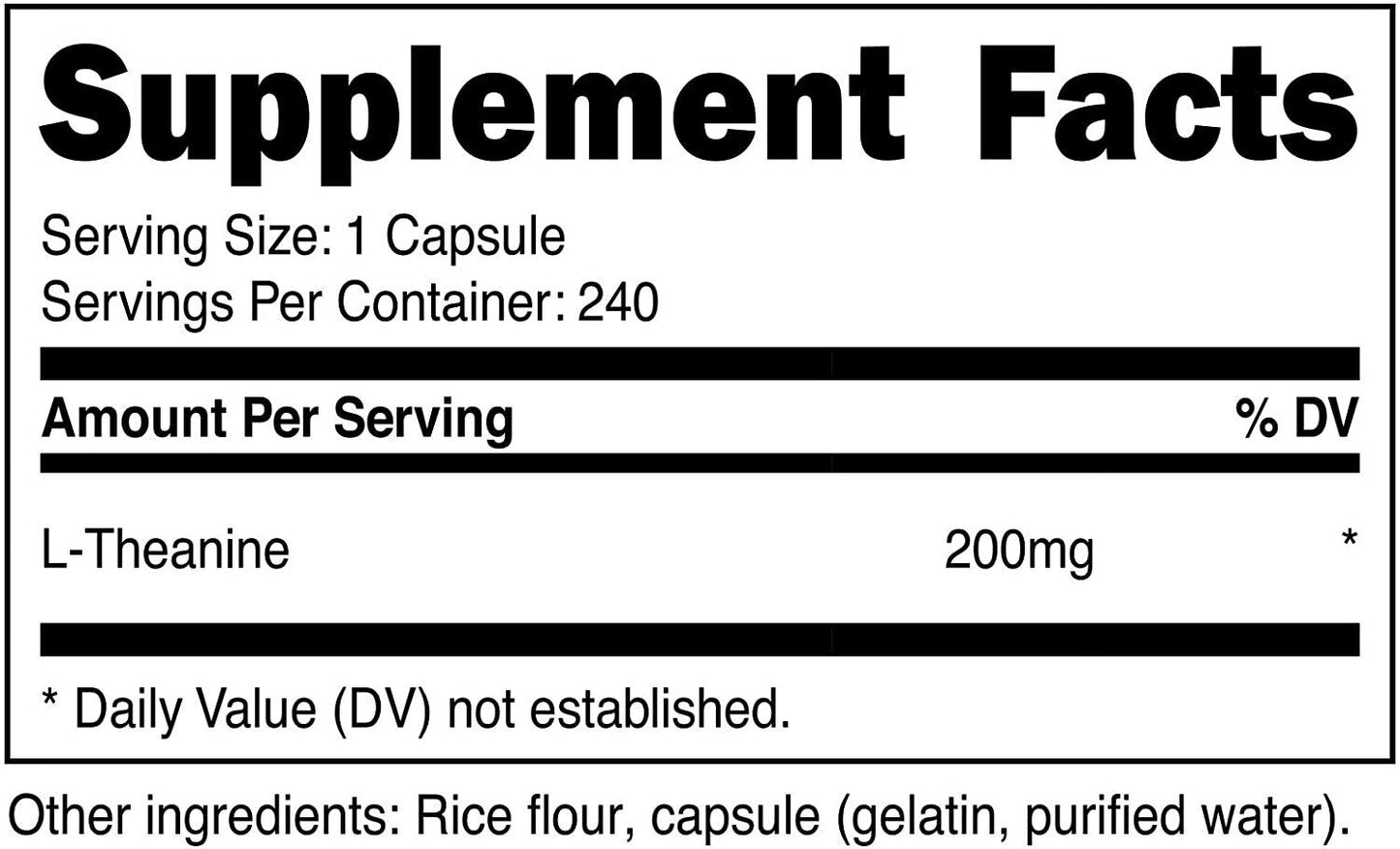 L-Theanine DOUBLE STRENGTH 200mg 240 Caps PREMIUM QUALITY - MELB STOCK FAST SHIP
