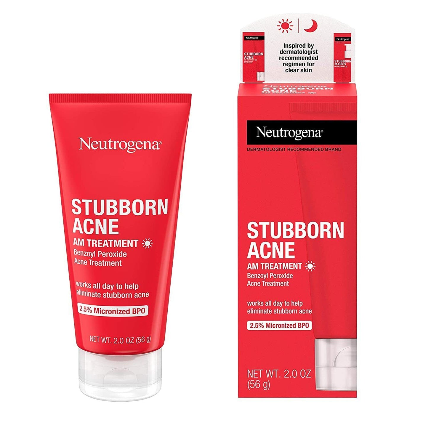 Neutrogena Stubborn Acne AM Treatment DAY Skin Care 2.5% Benzoyl Peroxide 56g