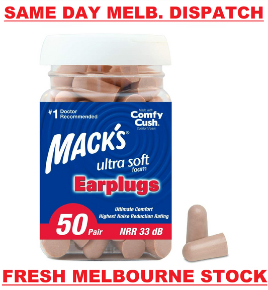 Macks Mack's Ultra Soft Foam Earplugs 50 Pair - NRR 33dB Highest Protection