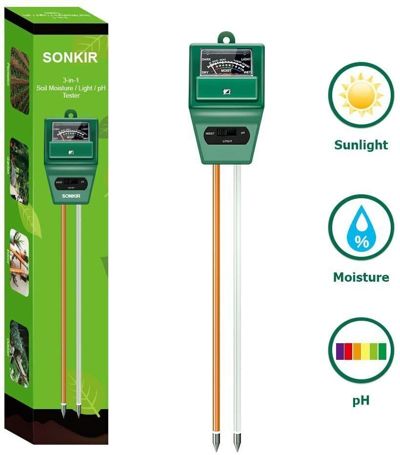 Sonkir Soil pH Meter MS02 3-in-1 Soil Moisture/Light/pH Tester - BRAND NEW