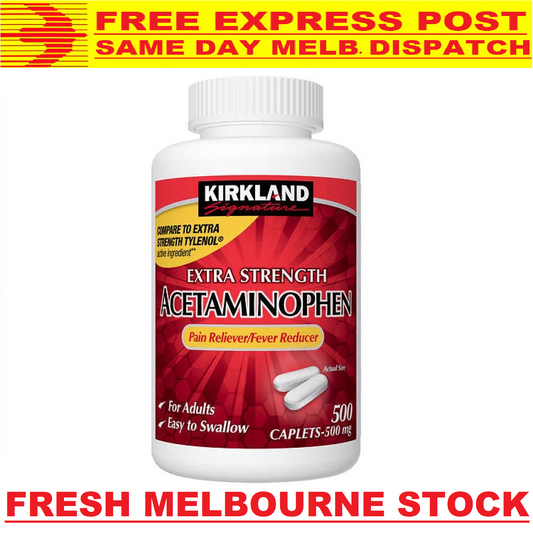 Kirkland PAIN RELIEF EXTRA STRENGTH Acetaminophen 500mg 500 Caps - FREE EXPRESS