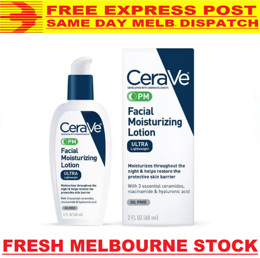 CeraVe PM Facial Moisturizing Lotion Ultra Light OIL FREE 60mL FREE EXPRESS POST