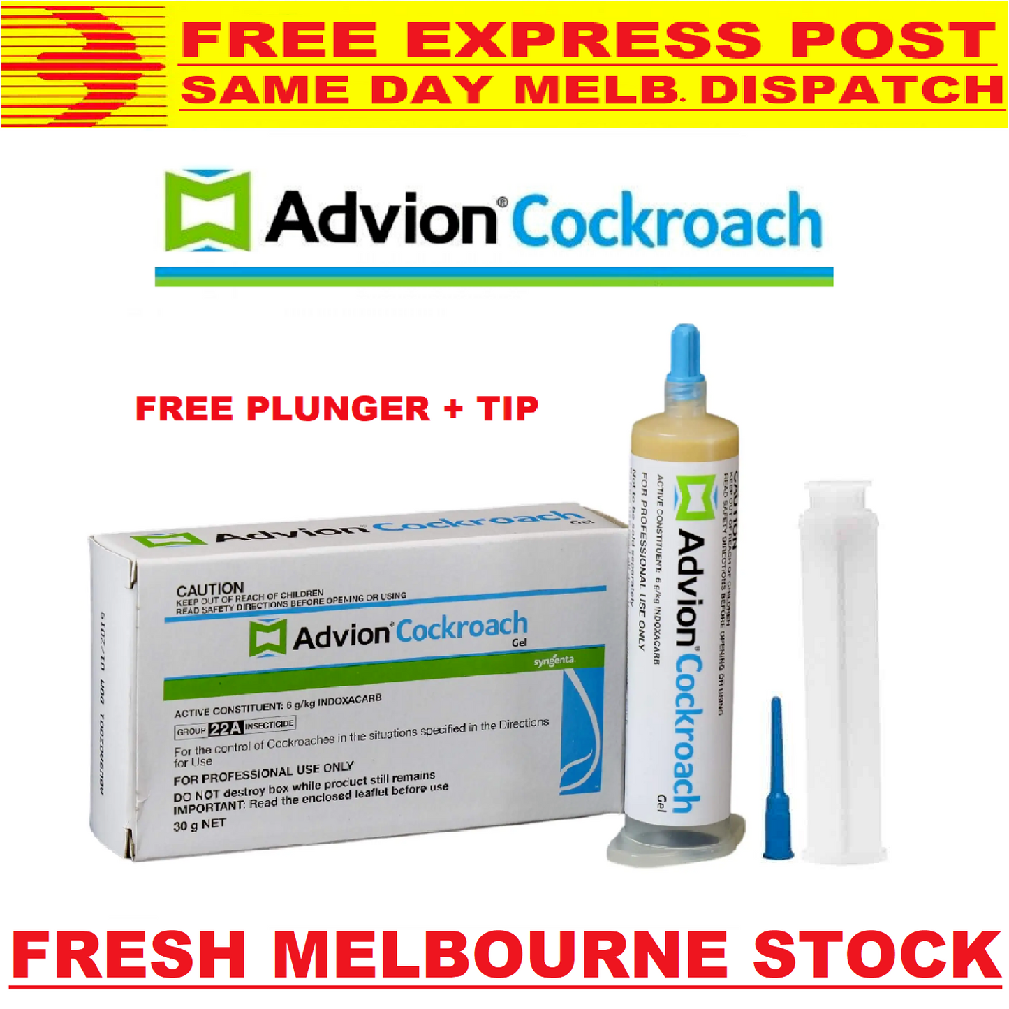 Genuine Syngenta Advion Cockroach Gel German Roach FRESH MELB STOCK 1 x 30g Tube