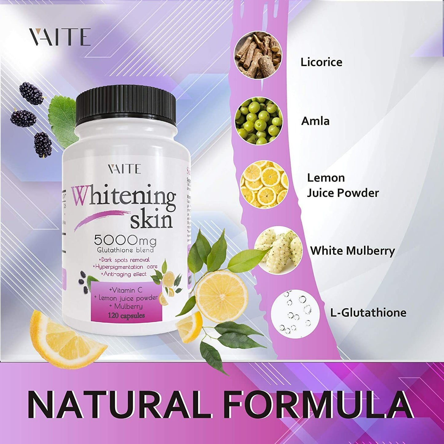 GLUTATHIONE PREMIUM SKIN WHITENING 5000mg 120 V.Caps ANTI-AGING - FREE EXPRESS