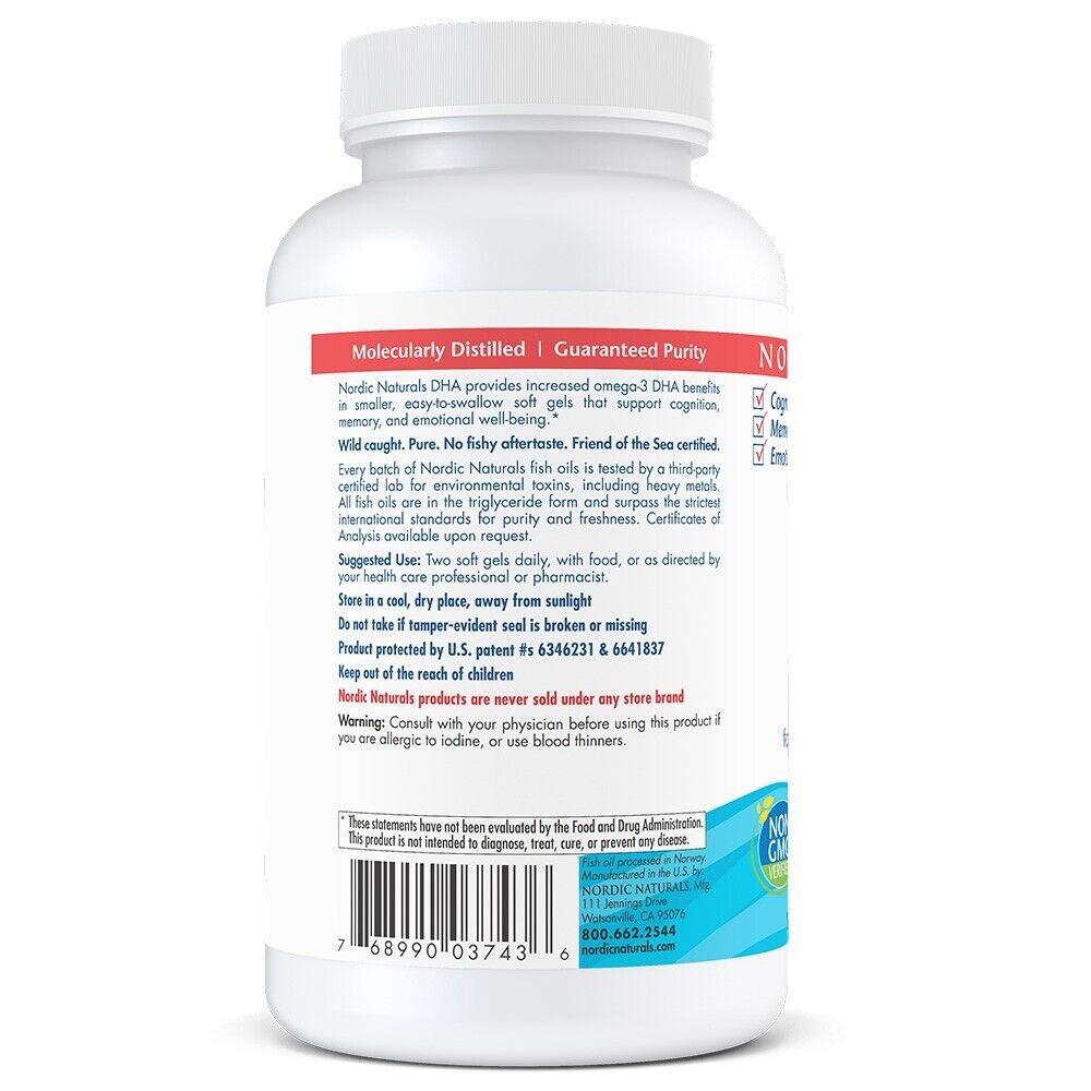 NORDIC NATURALS DHA 830mg Omega-3 DHA & EPA Fish Oil - 180 Soft Gels Strawberry