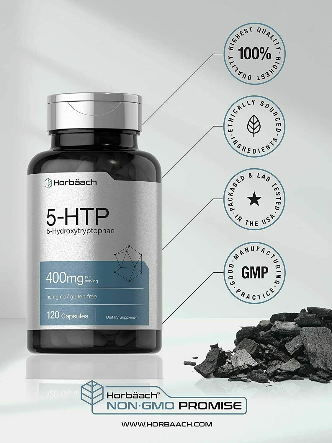 5-HTP 400mg Serve EXTRA STRENGTH Serotonin Sleep Stress Anxiety HORBAACH 120 Cap