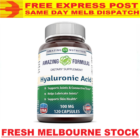AMAZING FORMULAS HYALURONIC ACID 100mg Anti-Aging 120 Capsules FREE EXPRESS POST