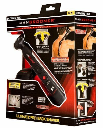 Mangroomer Ultimate Pro Back Shaver 2 Shock Absorber Flex Heads Power Hinge NEW