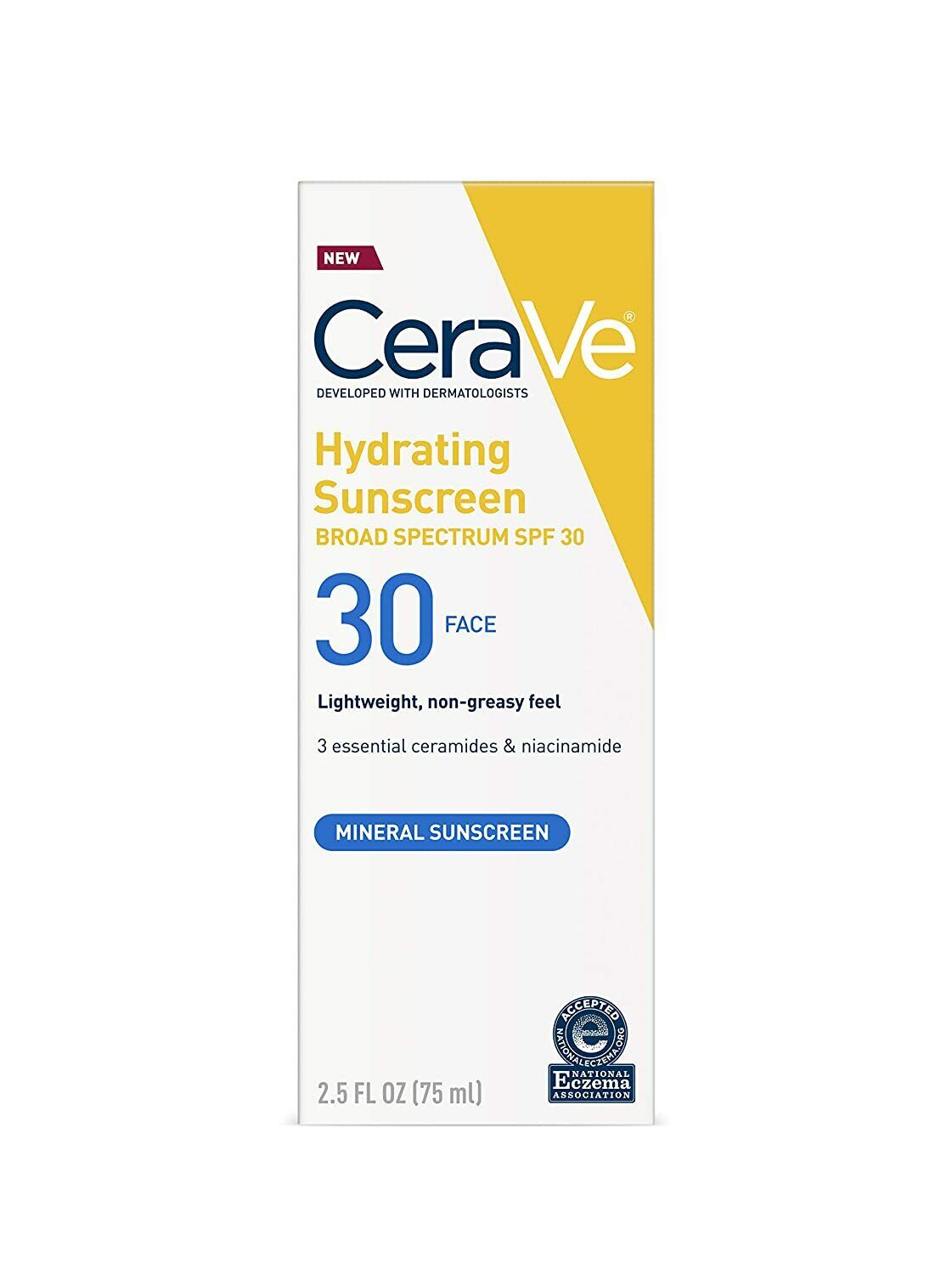 CeraVe 75mL Hydrating Lightweight Oil Free Mineral Face Sunscreen Lotion SPF 30