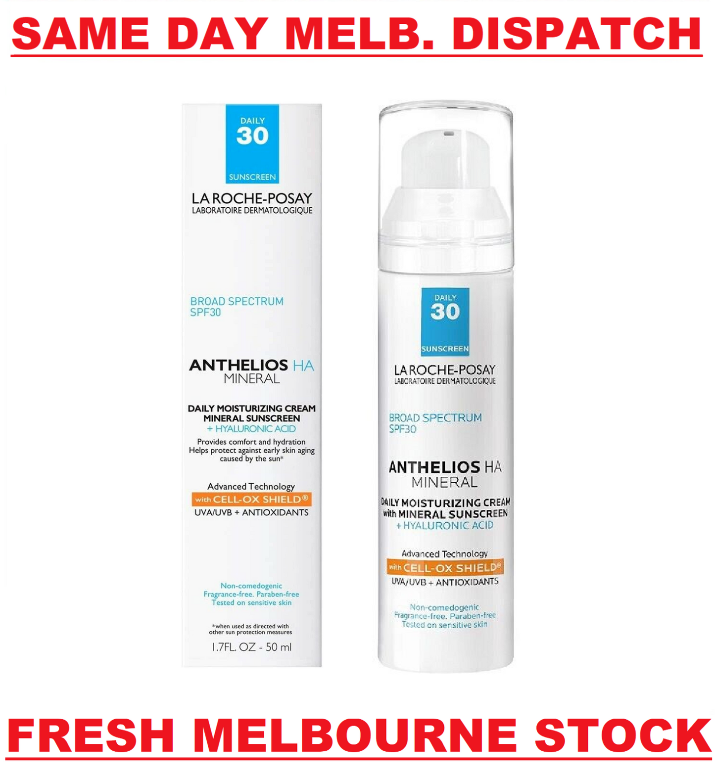 La Roche Posay Anthelios HA Mineral Daily Moisturizer Sunscreen SPF30 50mL - NEW