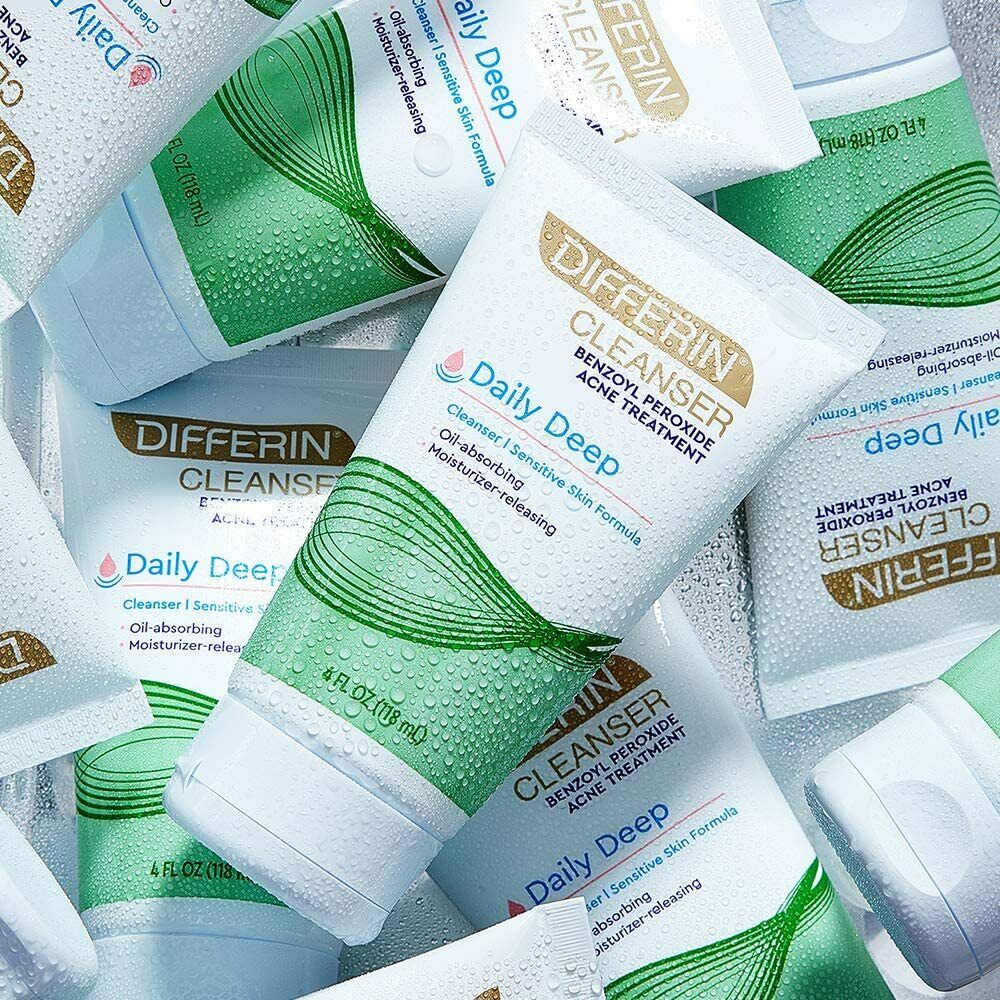 Differin Daily Deep Acne Cleanser Sensitive Skin Care 5% Benzoyl Peroxide 118ml