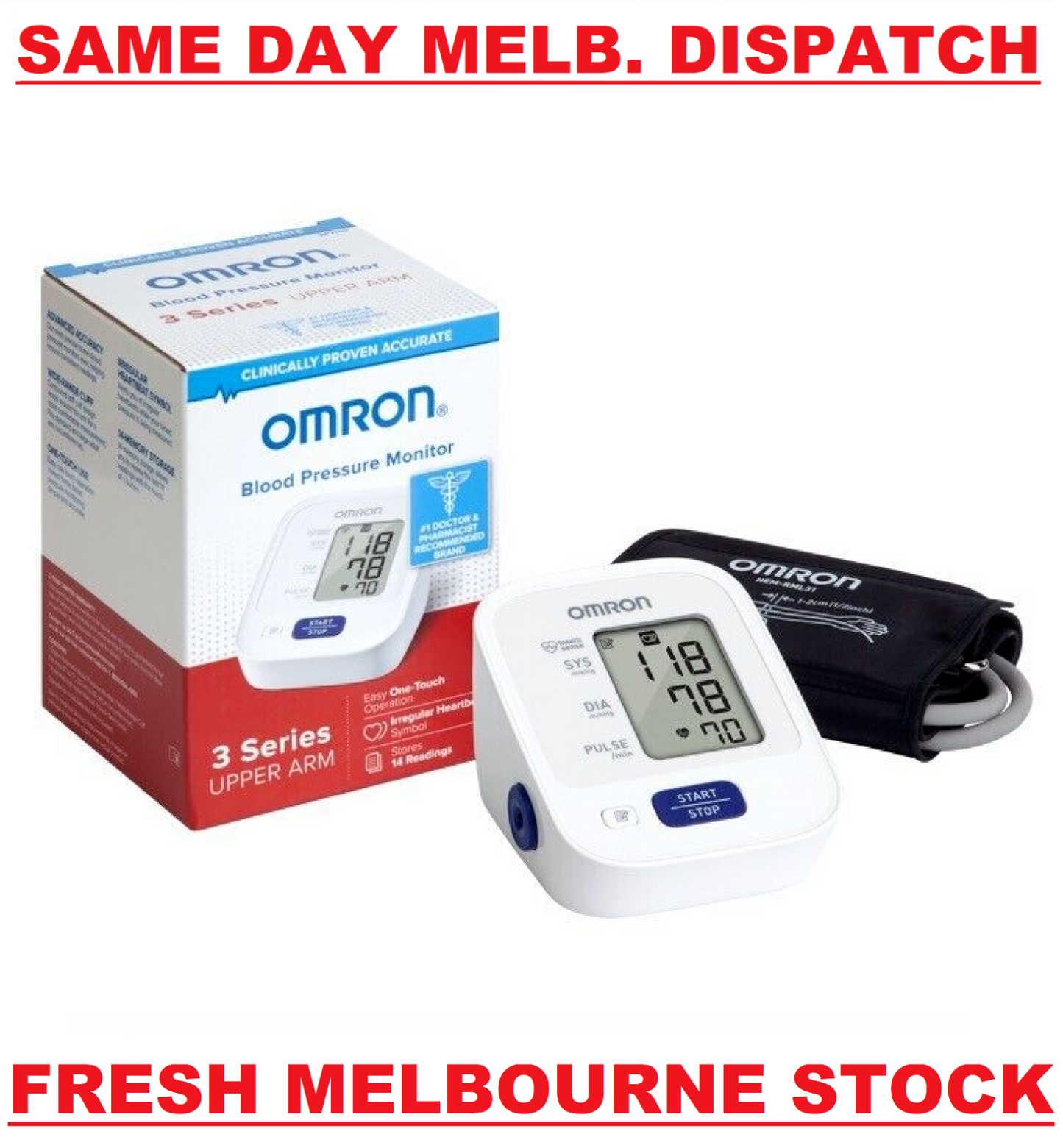 OMRON 3 SERIES BP7100 UPPER ARM BLOOD PRESSURE MONITOR STANDARD CUFF BRAND NEW