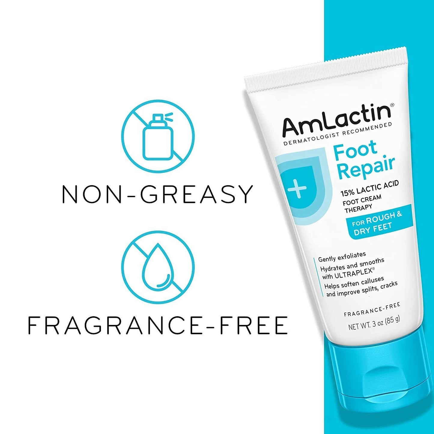 AmLactin Daily Foot Repair Cream Alpha-Hydroxy Therapy for Dry, Rough Feet - 85g