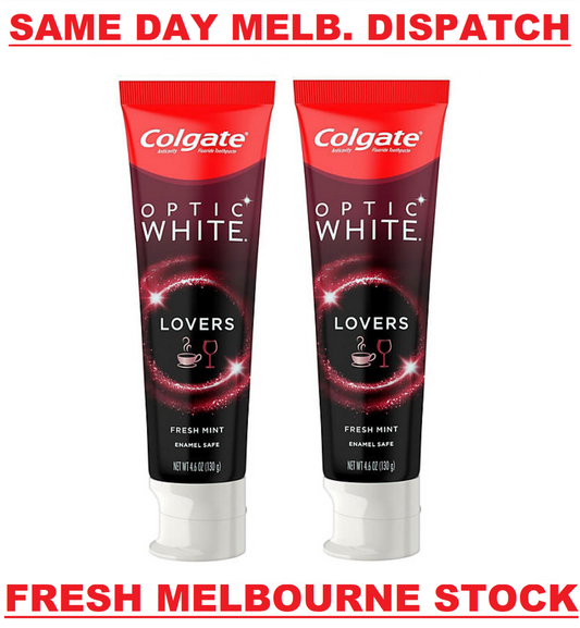 2 x 130g Colgate OPTIC WHITE Teeth Whitening Toothpaste for Coffee & Wine Stains