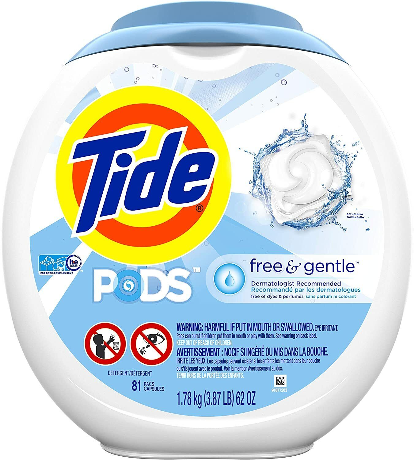 Tide PODS Laundry Detergent Liquid 81 Pacs Capsules Free & Gentle - Scent Free