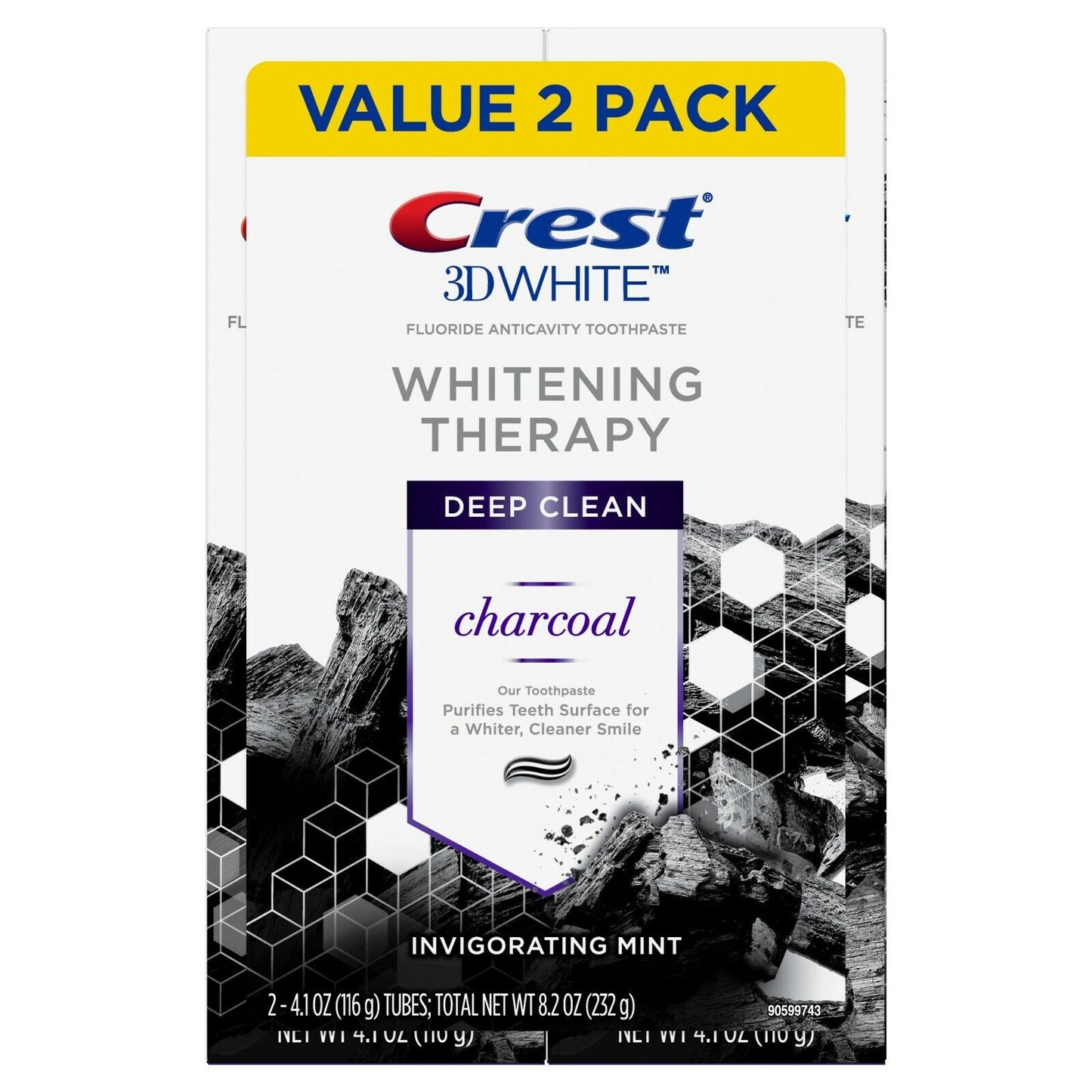 Crest 3D White Charcoal Deep Clean Teeth Whitening Therapy Toothpaste 2x116g NEW