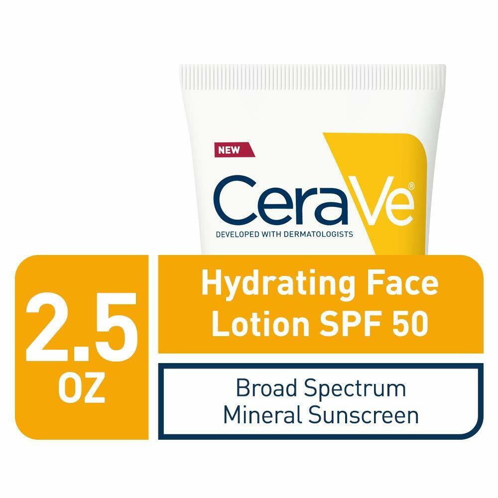 CeraVe Hydrating Mineral Face Sunscreen SPF50 Lightweight Lotion 75mL BRAND NEW