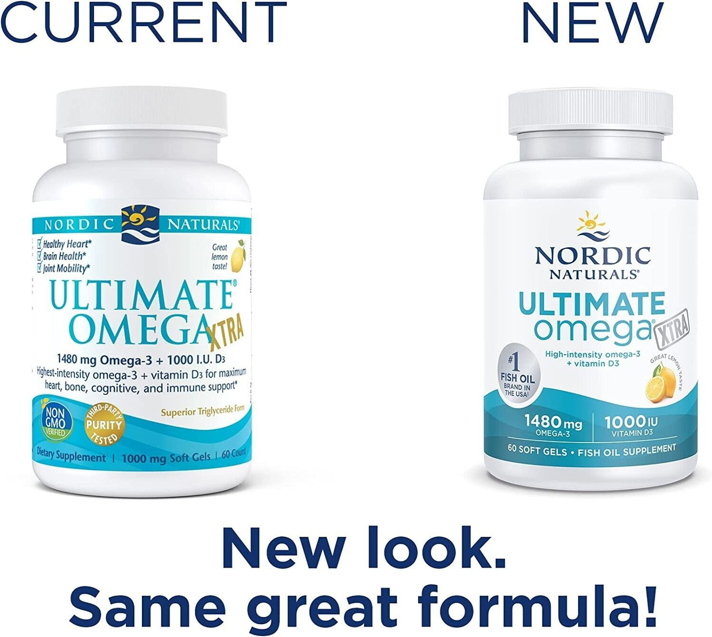 NORDIC NATURALS Ultimate Omega XTRA 1480mg + D3 1000 IU - 60 Soft Gels Lemon