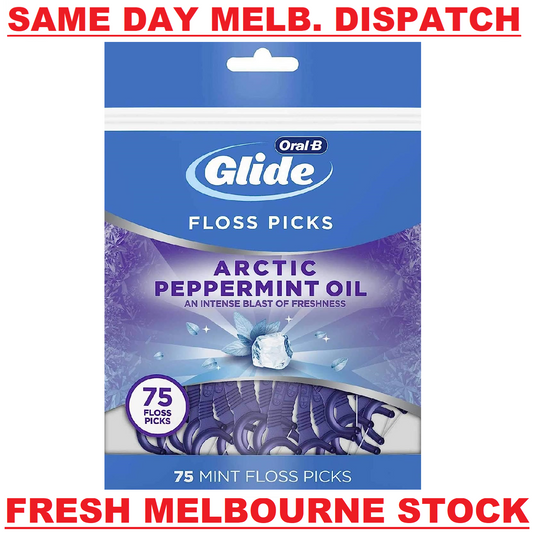 Oral-B GLIDE Dental Floss Picks Toothpicks - Arctic Peppermint Oil - 75 Pack NEW