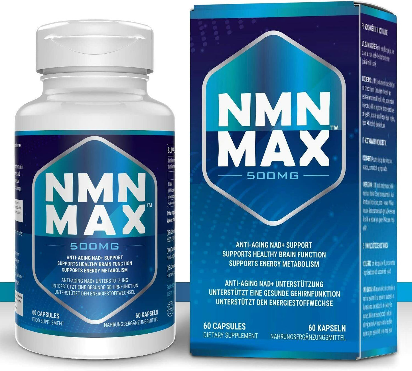 NMN Max 500mg x 60 Caps DOUBLE STRENGTH NAD+ BOOST ANTI-AGING FREE EXPRESS POST!