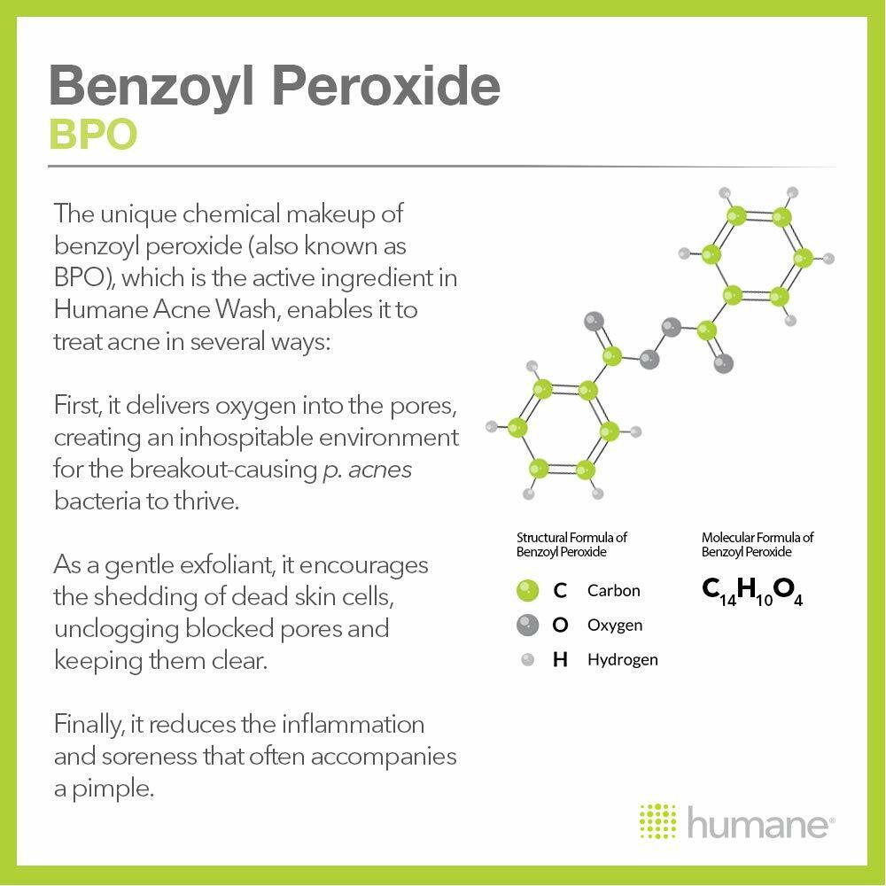 Humane Face & Body Acne Wash Benzoyl Peroxide 10% Skin Care Vegan - 237ml - NEW