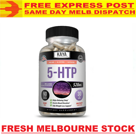 5-HTP 528mg MAX STRENGTH Sleep Aid Stress Weight Loss 60 Caps FREE EXPRESS POST!