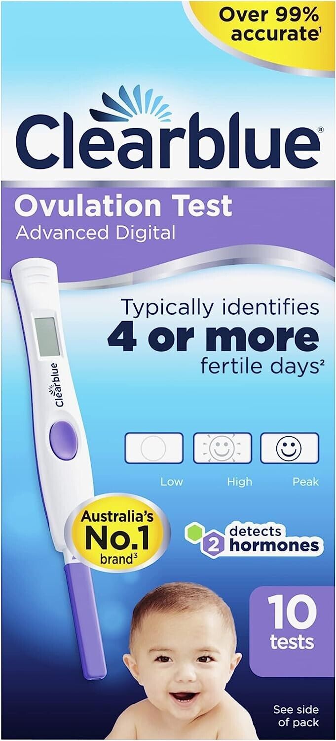 Clearblue Advanced Digital Ovulation Test Kit 10 Tests Dual Hormone Indicator