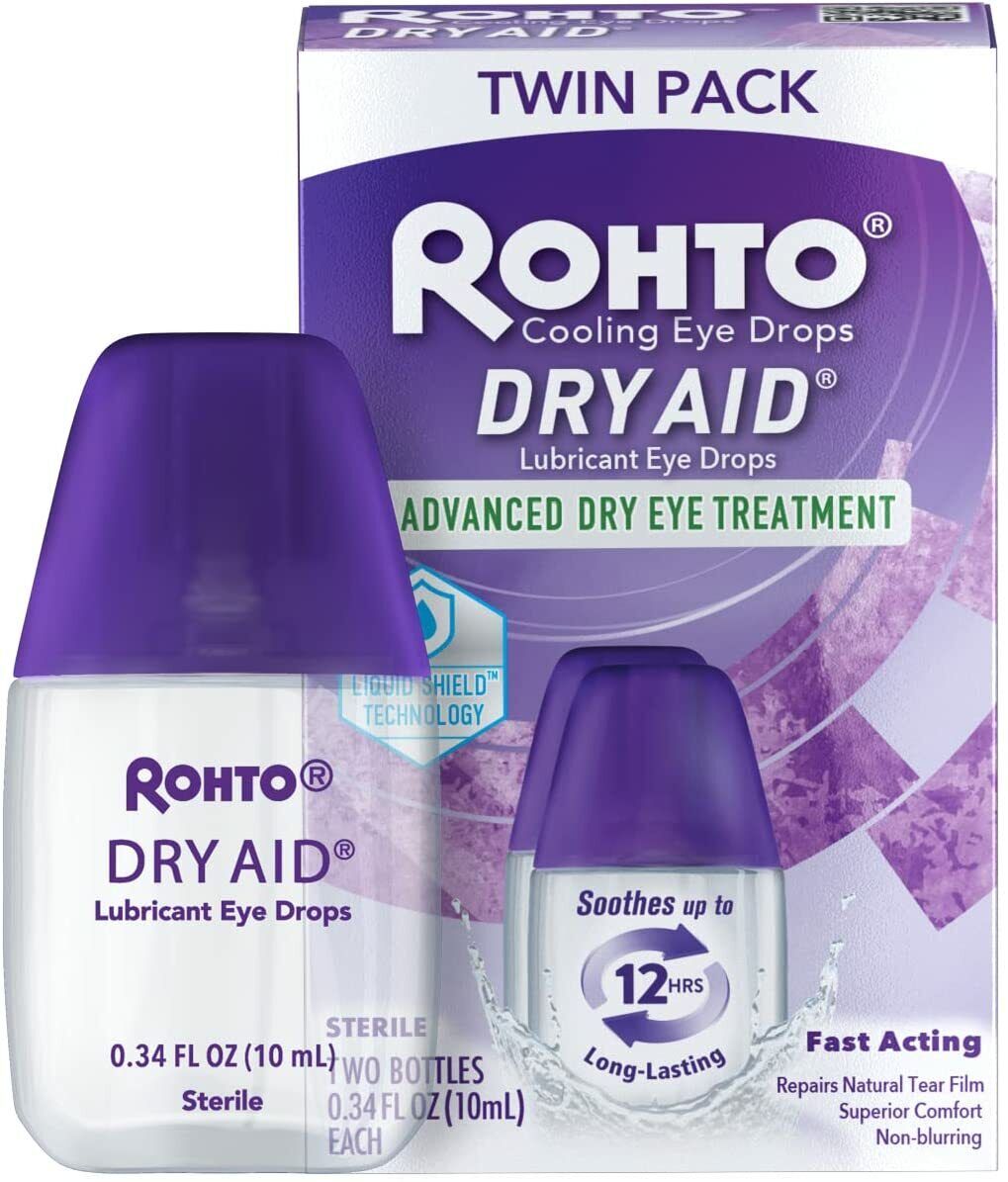 ROHTO COOLING LUBRICANT EYE DROPS - DRY AID TWIN PACK 2 x 10mL FREE EXPRESS POST