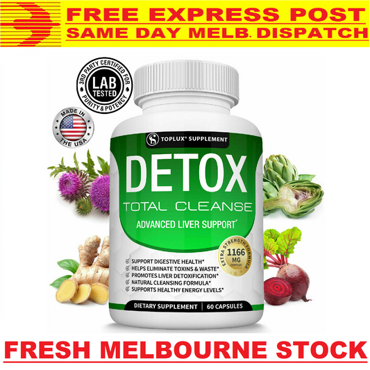 DETOX Total Cleanse 1166mg 60 Caps NATURAL LIVER SUPPORT - FREE EXPRESS POST