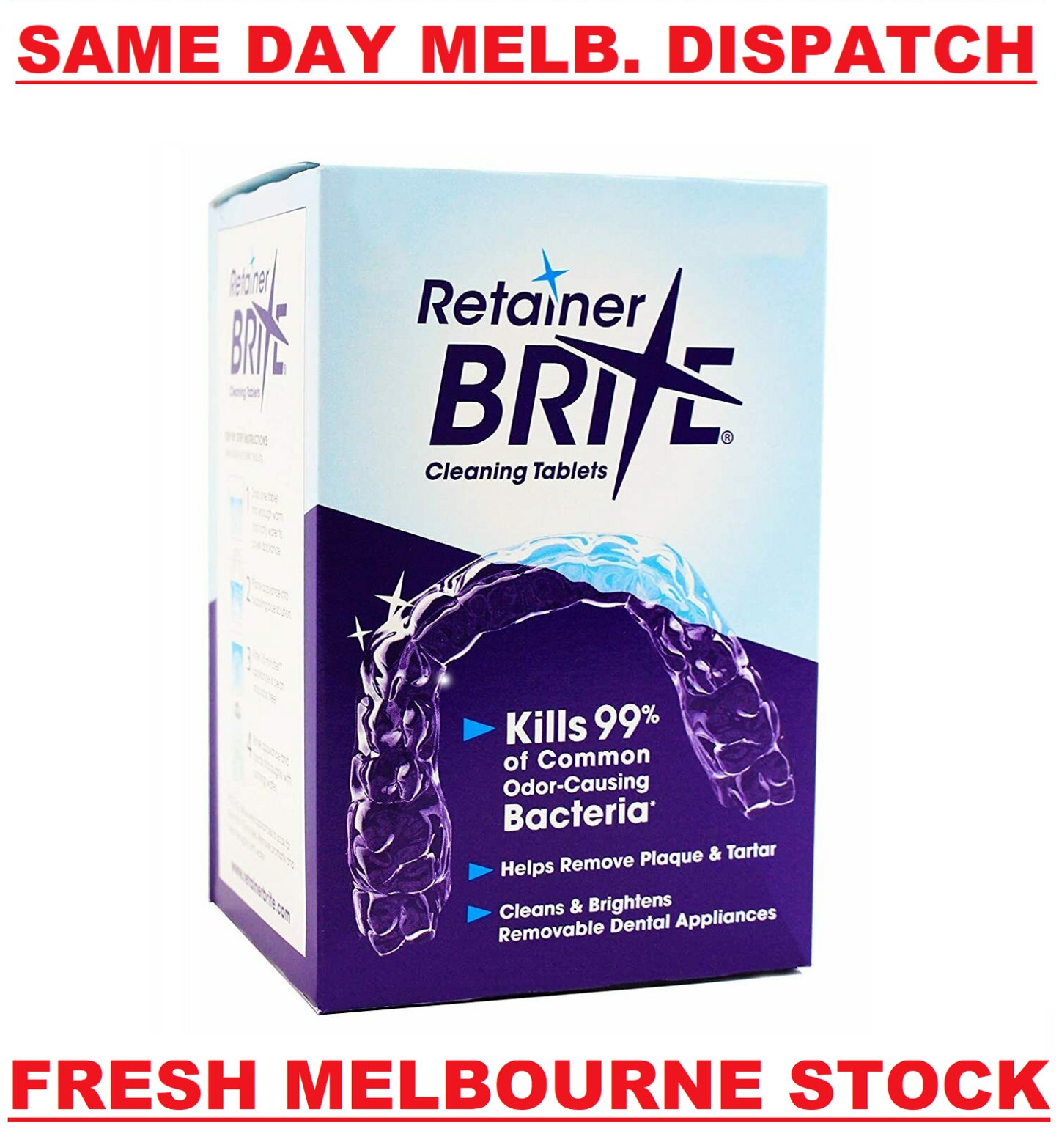 RETAINER BRITE CLEANING 96 TABLETS - 3 Month Supply Dental Oral Care MELB STOCK