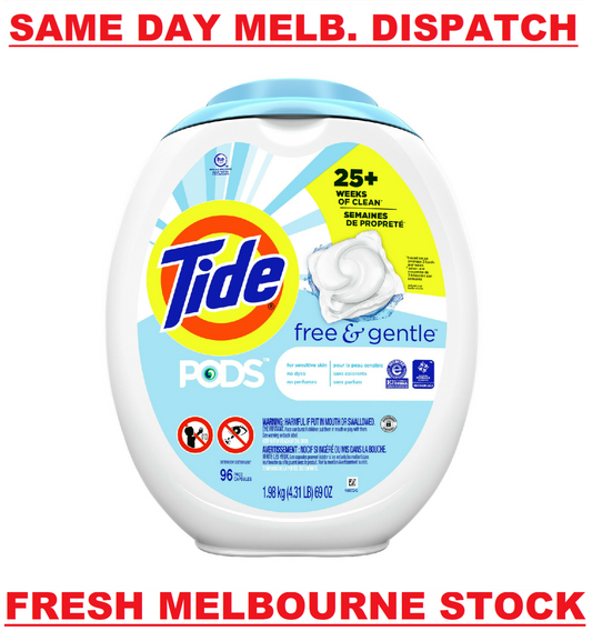 Tide PODS Laundry Detergent Liquid 96 Pacs Capsules Free & Gentle - Scent Free