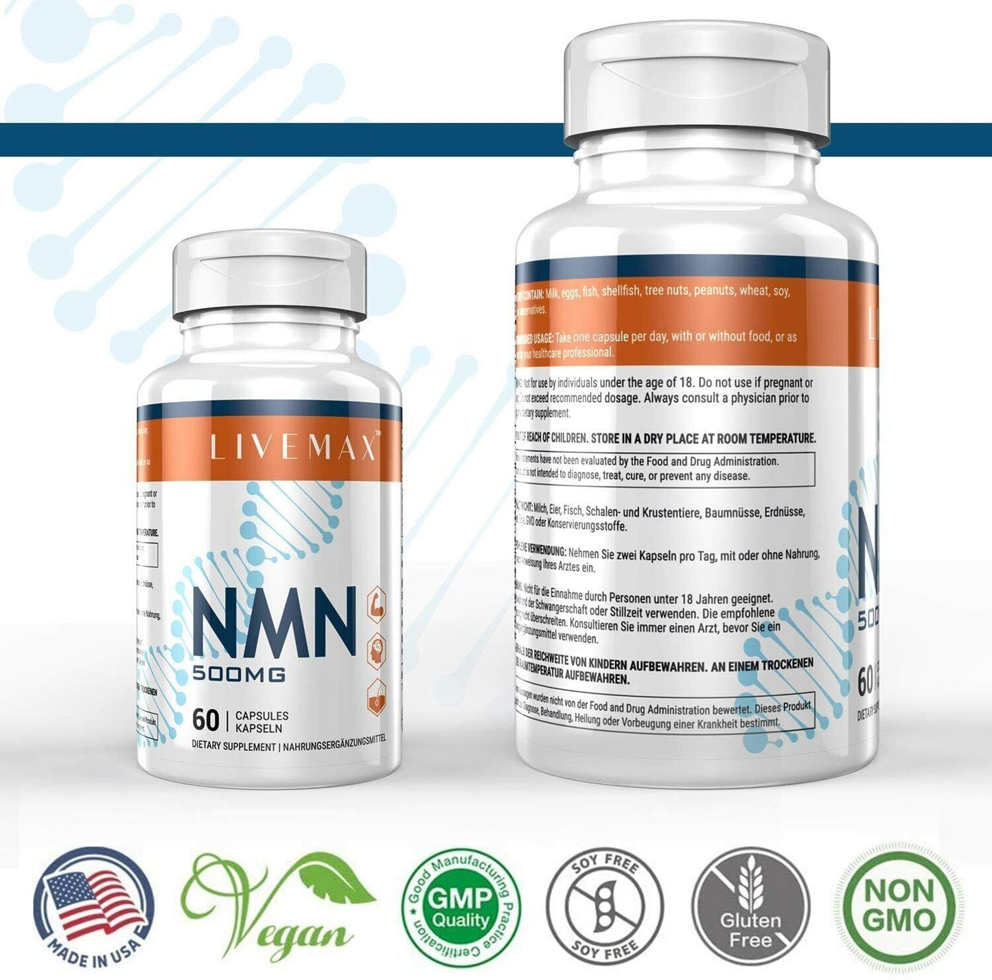 LIVEMAX NMN 500mg 60 Caps Anti Aging NAD+ Booster Immunity - FREE EXPRESS POST