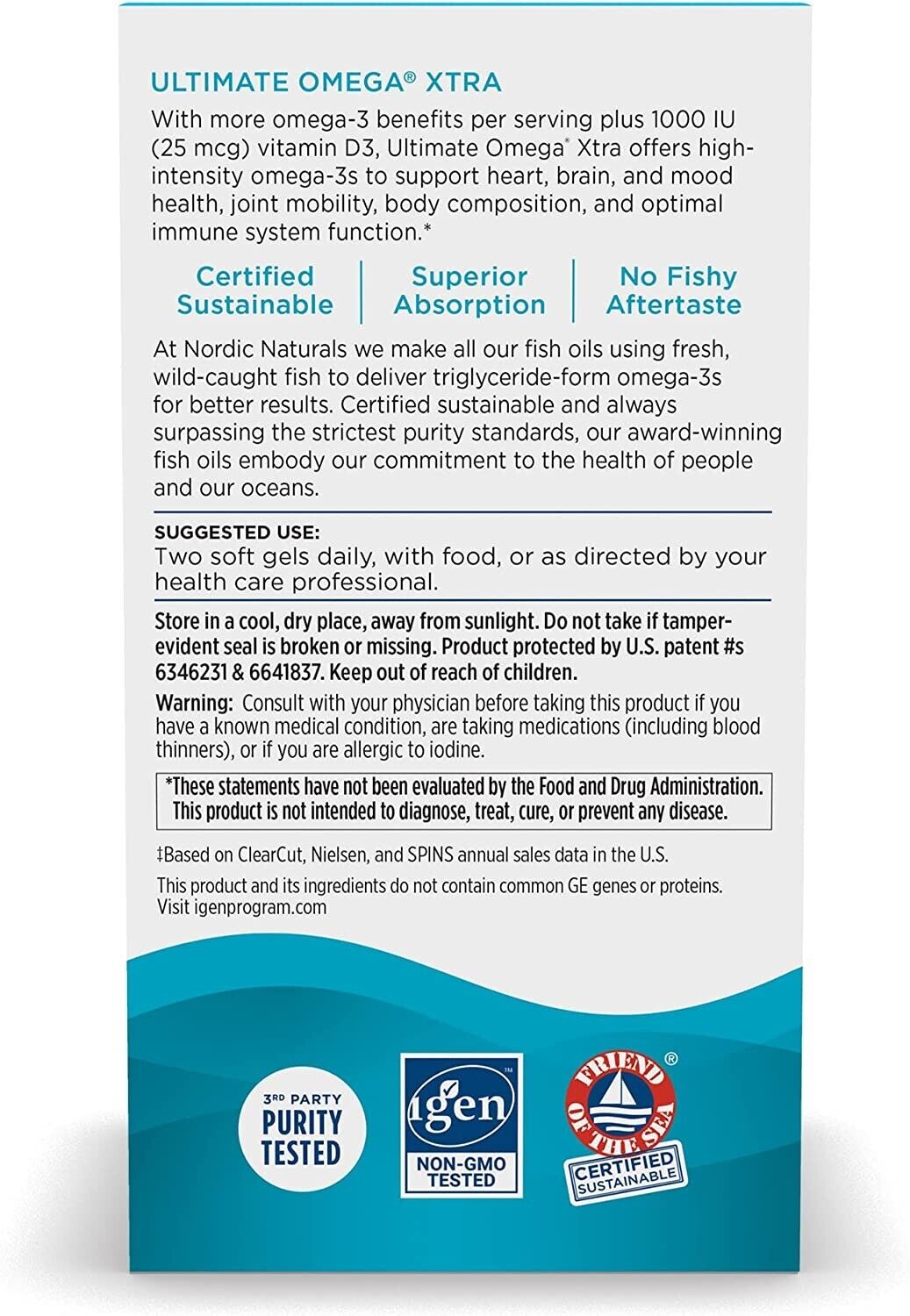 NORDIC NATURALS Ultimate Omega XTRA 1480mg + D3 1000 IU - 60 Soft Gels Lemon
