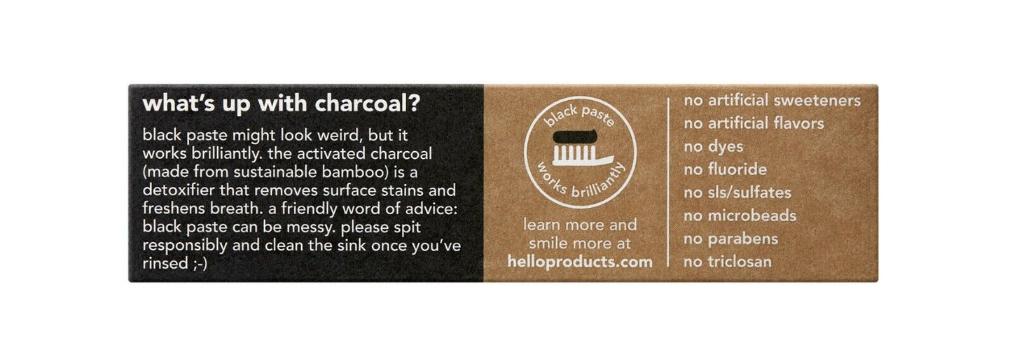 HELLO ORAL ACTIVATED CHARCOAL Teeth Whitening Toothpaste Fluoride Free Vegan NEW