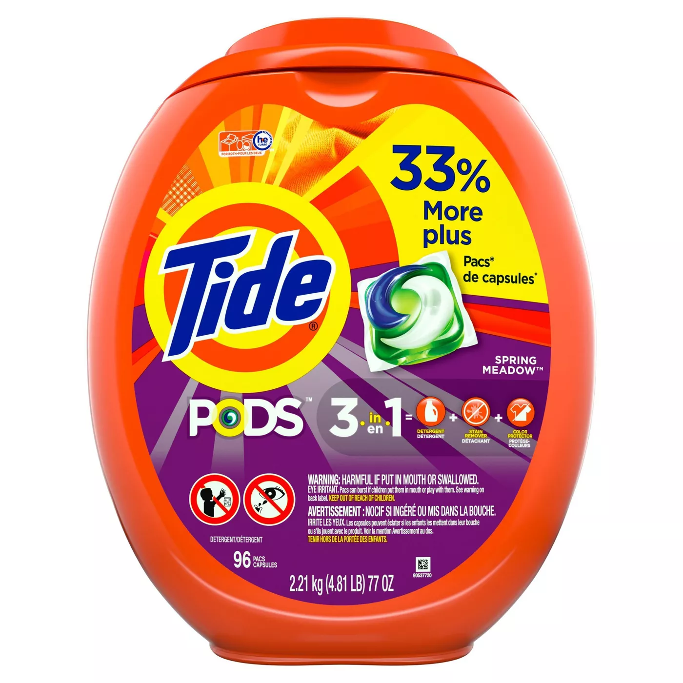 Tide PODS Laundry Detergent Liquid Pacs Capsules, Spring Meadow Scent (96 Count)