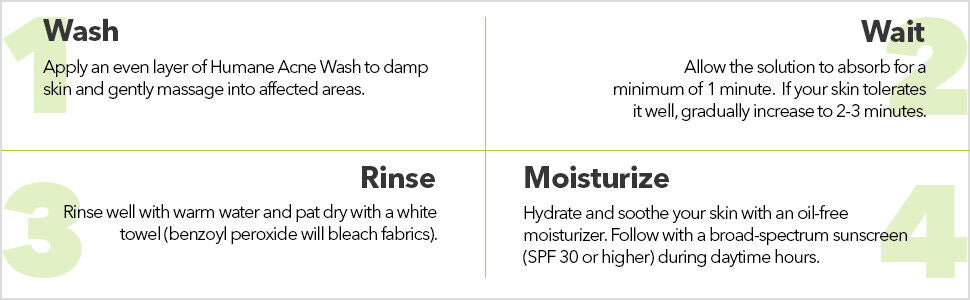 Humane Face & Body Acne Wash Benzoyl Peroxide 10% Skin Care Vegan - 237ml - NEW