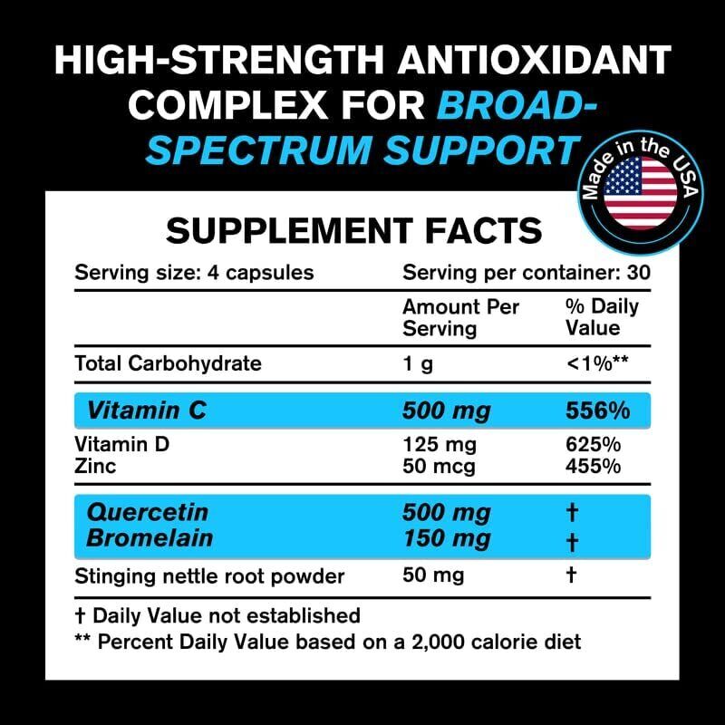 VitaRaw Quercetin Zinc Bromelain POWERFUL IMMUNE SUPPORT 120 Caps - FREE EXPRESS