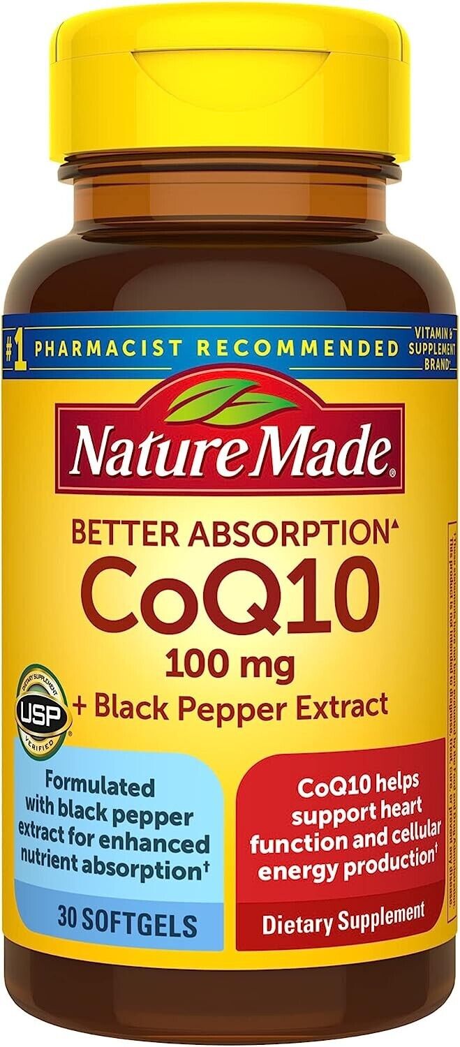 NATURE MADE CoQ10 100mg + Black Pepper for Heart Health & Energy - 30 Soft Gels