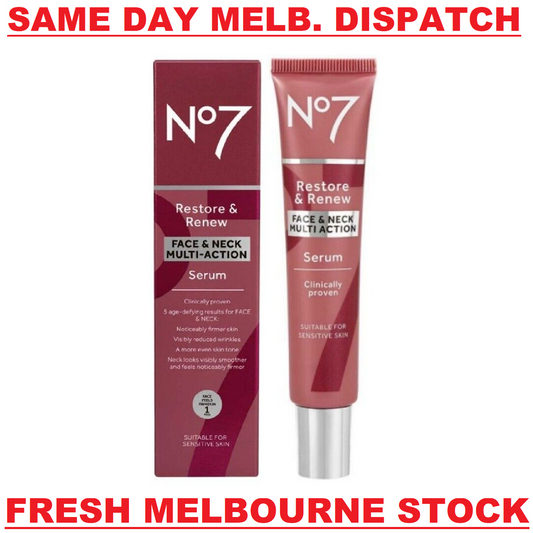 Boots No7 RESTORE & RENEW Face & Neck Multi Action SERUM Anti-Aging 30mL - NEW!
