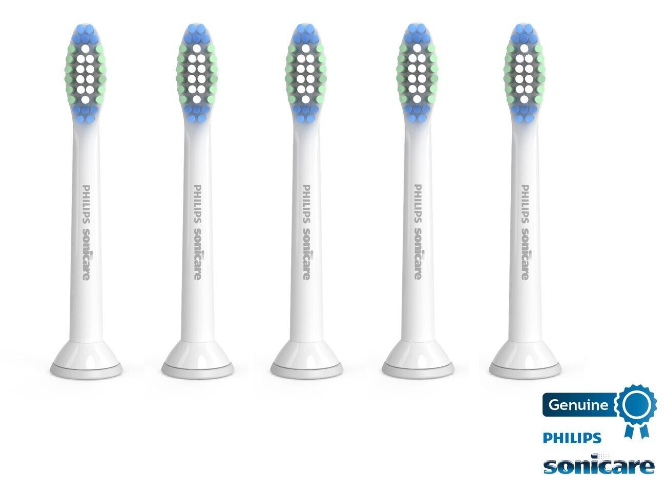 GENUINE Philips SONICARE C1 HX6015/03 Replacement Toothbrush Head WHITE - 5 PACK
