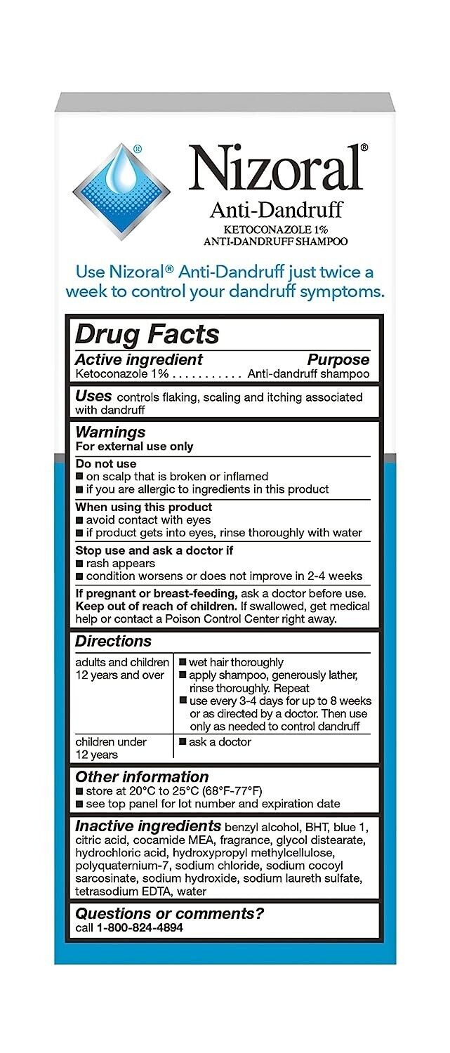 Nizoral A-D Anti-Dandruff Shampoo 1% - Seborrheic Dermatitis Treatment 125mL NEW