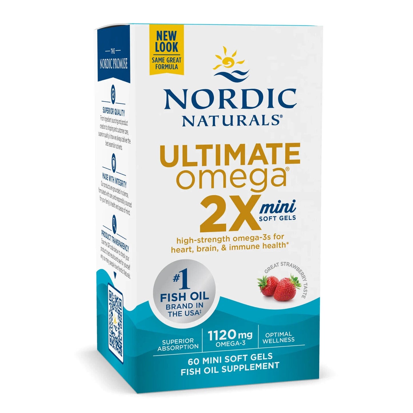 NORDIC NATURALS Ultimate Omega 2X Mini 1120mg EPA/DHA - 60 Soft Gels Strawberry