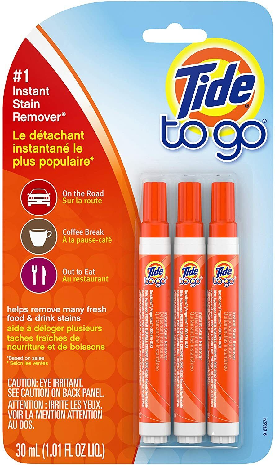 3x Tide To Go Instant Stain Remover Liquid Pen 3 Count Laundry Washing BRAND NEW