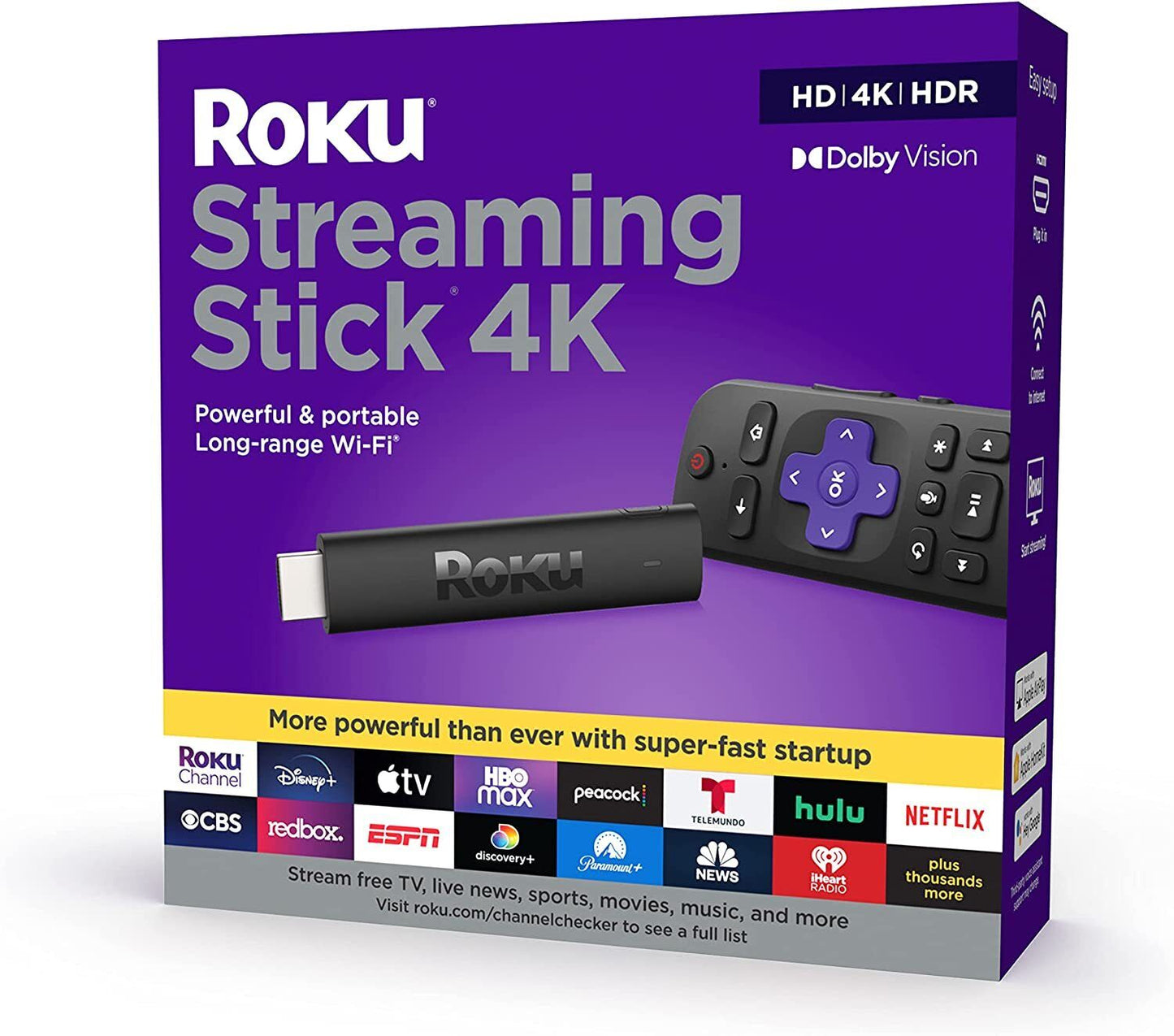 Roku Streaming Stick 4K 3820R 4K UHD HDR ULTRA HD w/ NETFLIX PLEX PRIME VIDEO