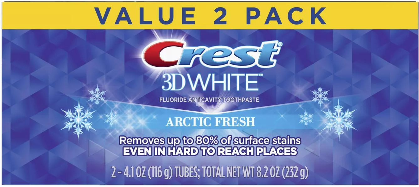 Crest 2 x 116g Pack 3D White Luxe Arctic Fresh Teeth Whitening Toothpaste NEW