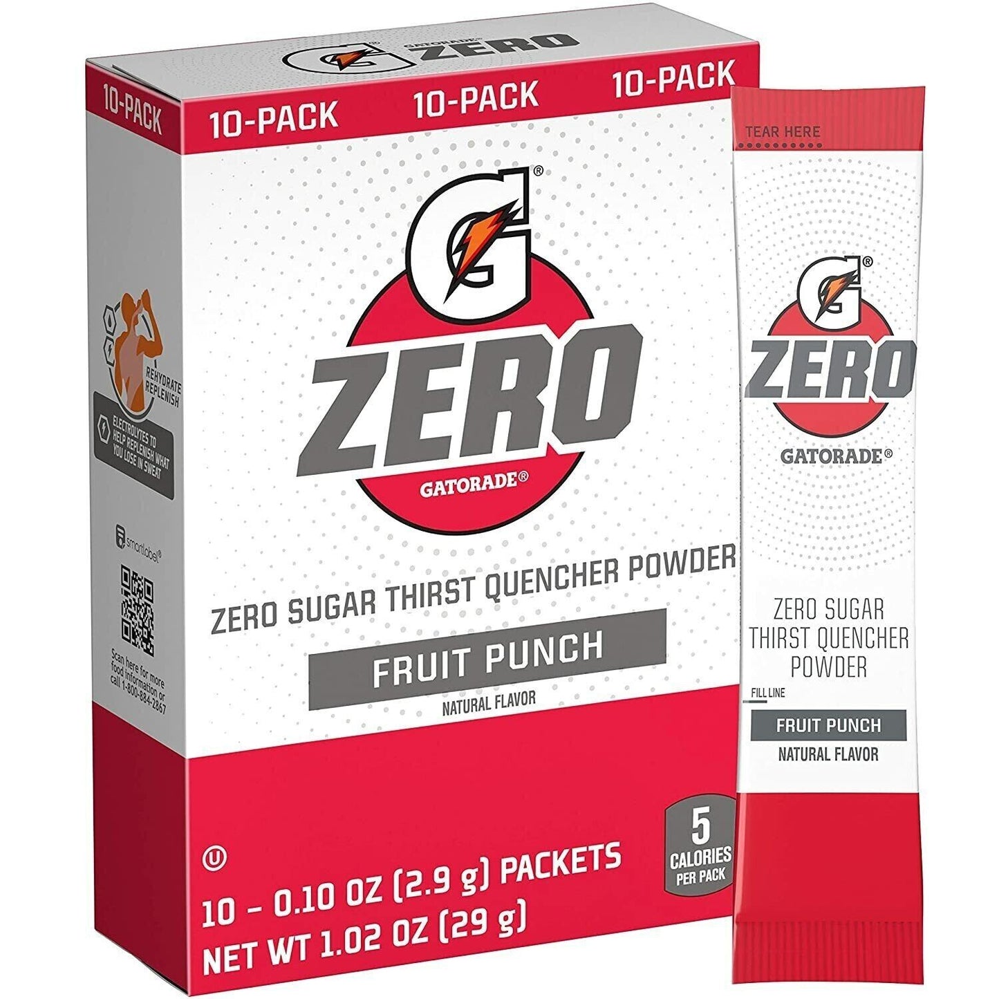 Gatorade Zero Sports Drink Powder-Sugar Free-Fruit Punch, Grape, Lemon Lime-30pk