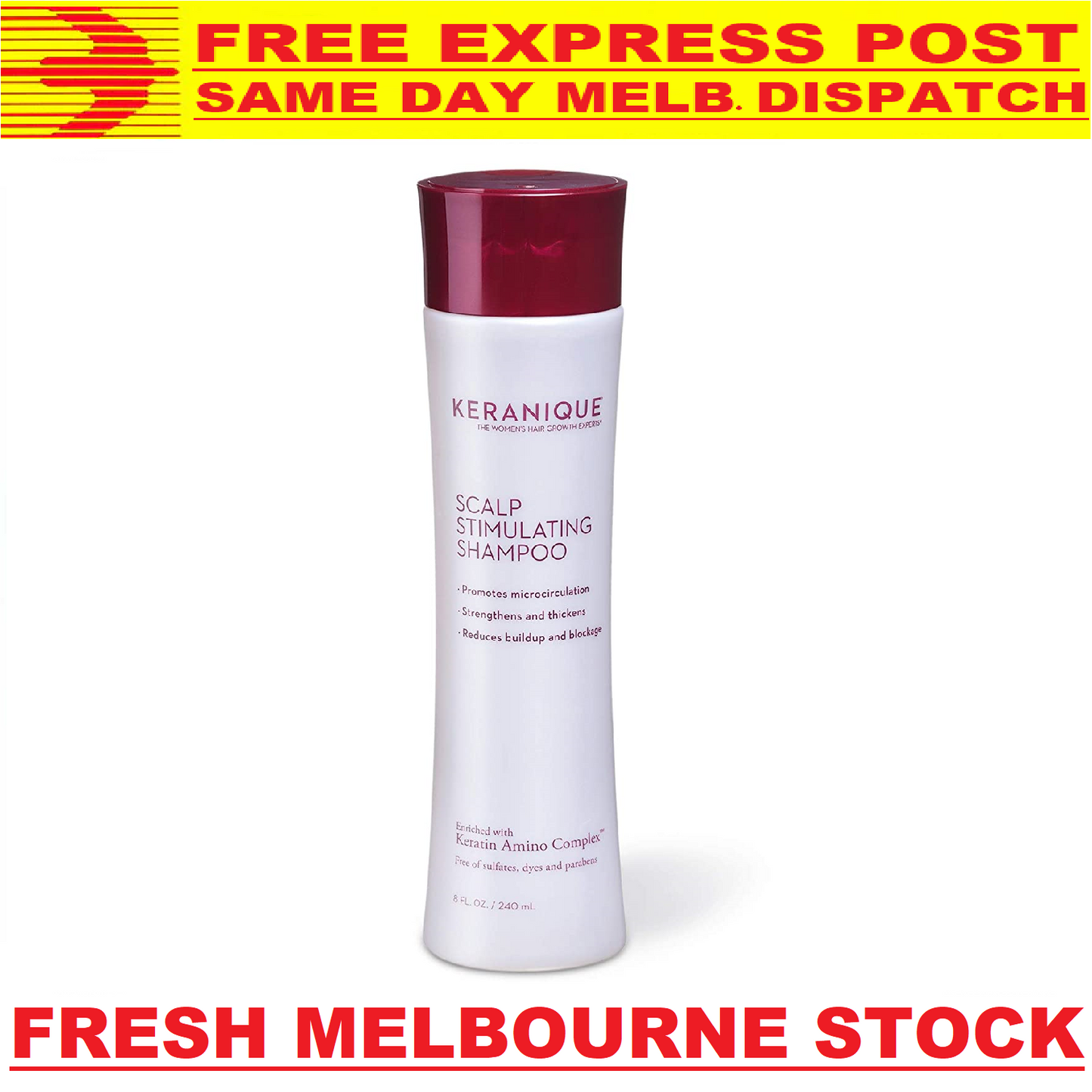 KERANIQUE Scalp Stimulating Keratin Shampoo Hair Regrowth 240mL - FREE EXPRESS