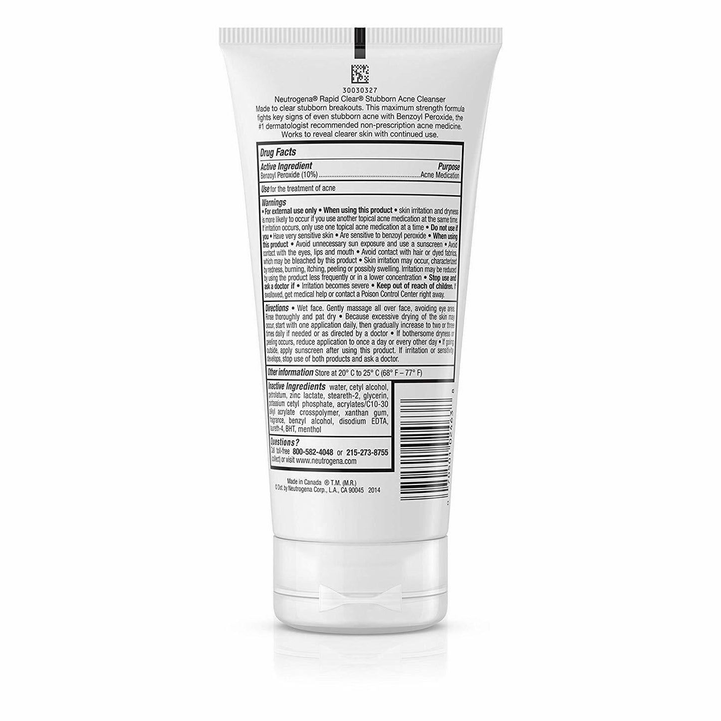 Neutrogena Rapid Clear Stubborn Acne Cleanser Skin Care Benzoyl Peroxide 147ml